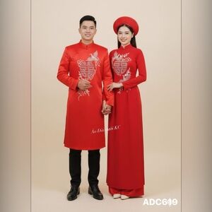 Red Traditional Outfit Set with Silver Embroidery